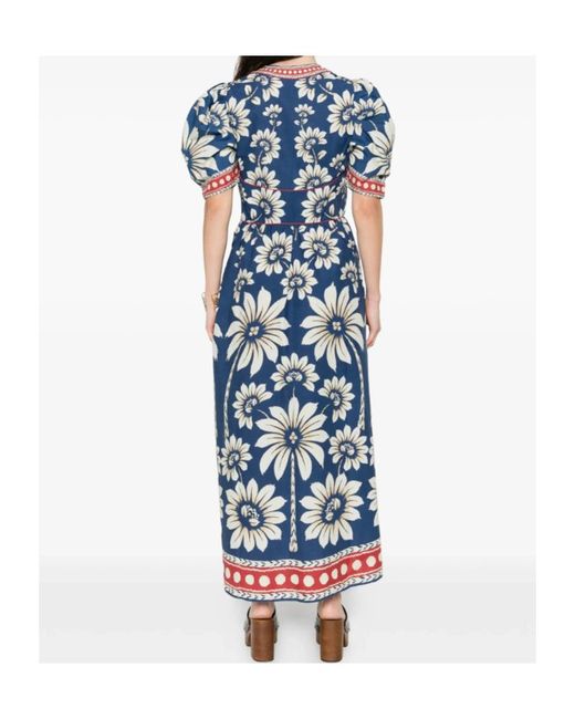 Farm Rio Blue Floral Button-Front Dress