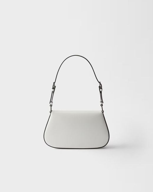 Prada White Cleo Brushed Leather Shoulder Bag
