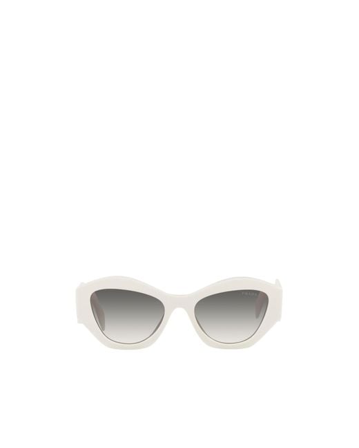 Prada White Eyewear Logo-Printed Angular-Frame Sunglasses