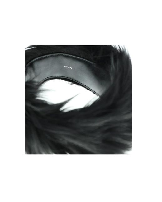 we11done Black Artificial Fur Collar