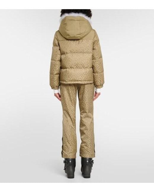 Yves Salomon Green Logo Shearling-Trimmed Down Jacket