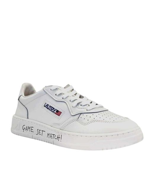 Autry White Medalist Lace-Up Sneakers