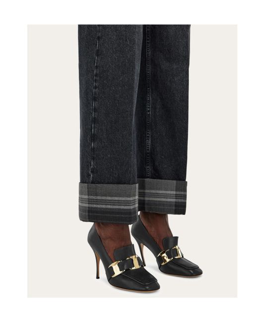 Ferragamo Blue Ferragamo Straight-Leg Turn-Up Jeans