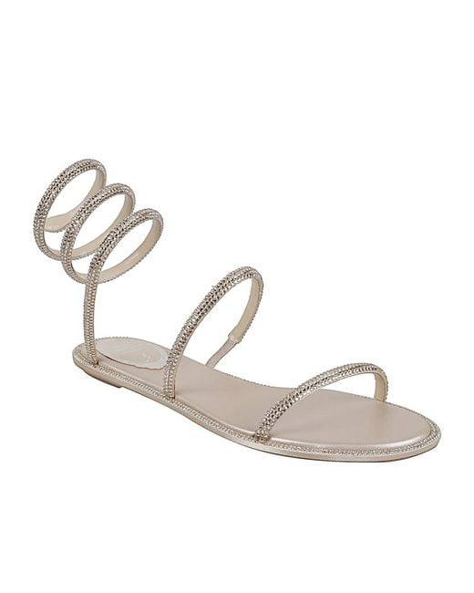 Rene Caovilla Metallic Satin Sandals