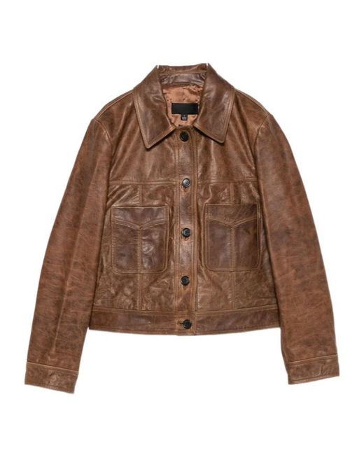 Nili Lotan Brown Long-Sleeve Leather Jacket