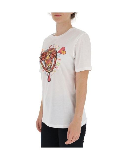 Versace White Pattern Printed T-Shirt