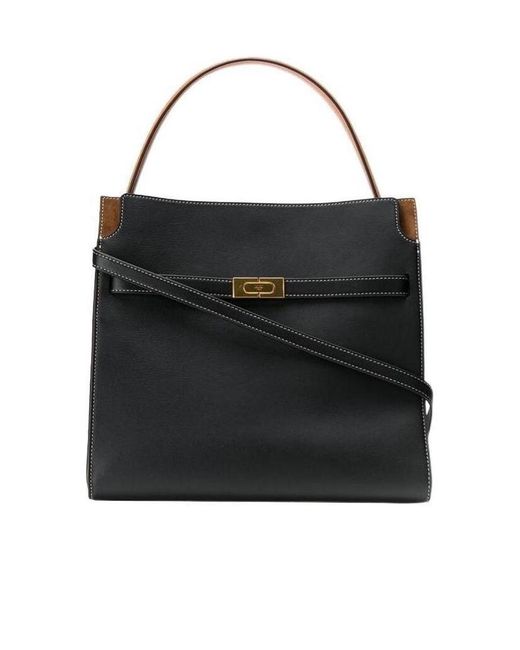 Tory Burch Black Lee Radziwill Layered Small Tote Bag