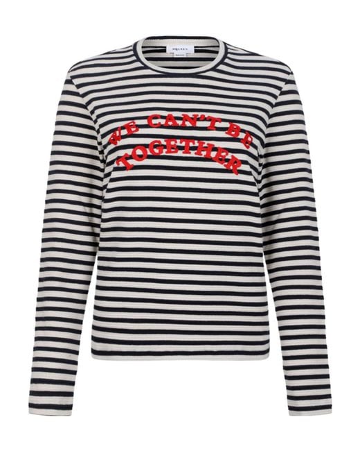 McQueen White Slogan Embroidered Stried T-Shirt
