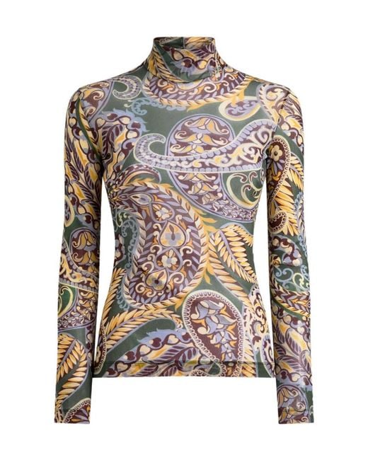 Etro Multicolor Paisley Turtleneck Top