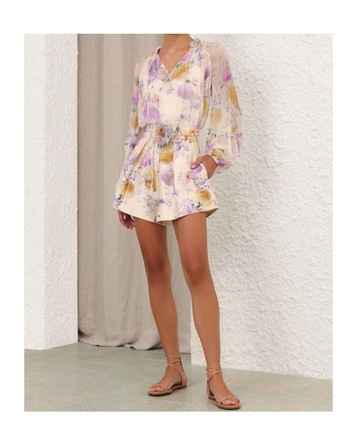 Zimmermann Natural Luna Tuck Shorts