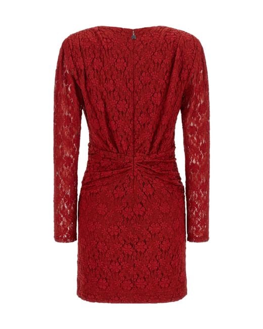 ROTATE BIRGER CHRISTENSEN Red Lace V-Neck Mini Dress