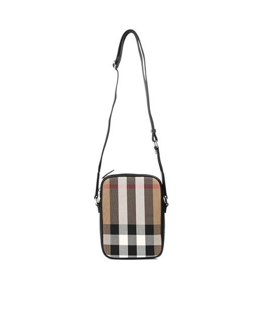 Burberry Black Checked Zipped Crossbody Bag for men
