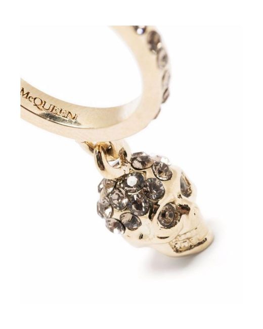 McQueen Metallic Skull Embellished Hoop Earrings