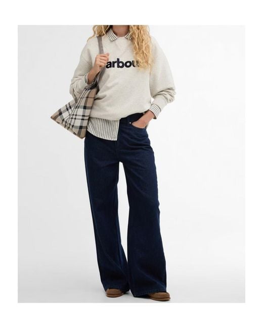 Barbour White Logo Crew Neck Sweatshirt