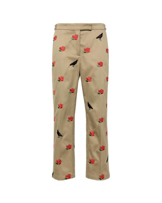 Thom Browne Natural Mid-Rise Tailored Twill Trousers