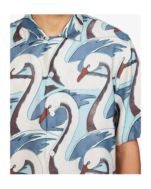 Paul Smith Blue Swan-Print Shirt for men