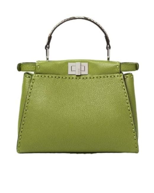 Fendi Green Peekaboo Mini Top Handle Bag