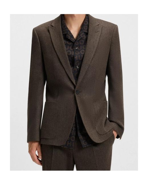 Boss Brown Long-Sleeved Suit Jacket for men