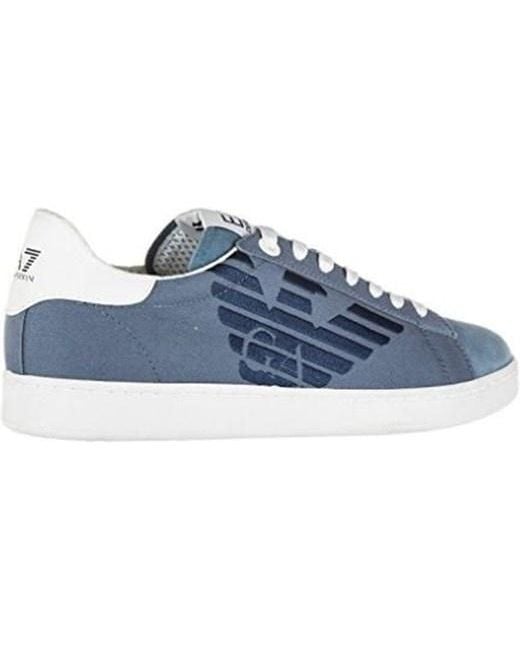 EA7 Blue Embroidered Logo Casual Sports Shoes for men