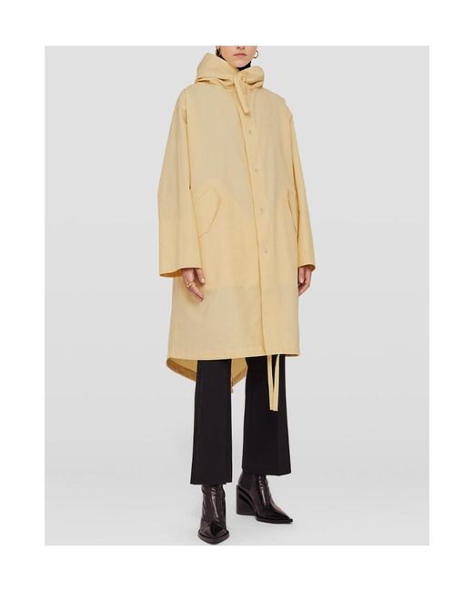 Jil Sander Natural Logo Printed Hooded Parka