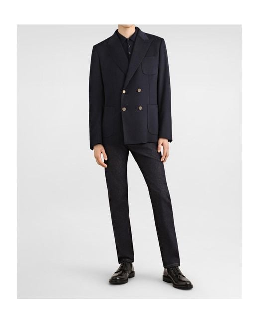 Dolce & Gabbana Blue Logo Embroidered Slim Jeans for men