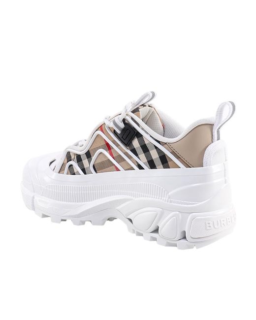 Burberry White Vintage Check Low-Top Sneakers