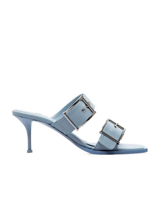 McQueen Blue Buckle Detailed Sandals