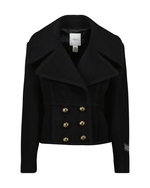 Patou Black Collared Button-Up Jacket