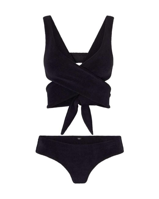 Lisa Marie Fernandez Black Cotton-Blend Terry Bikini