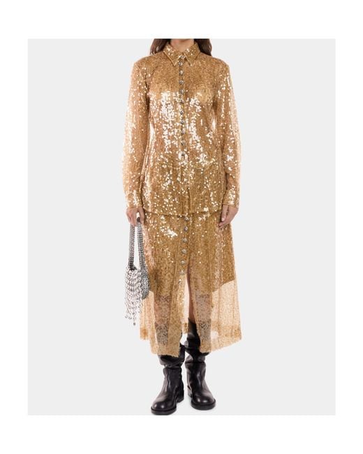 Rabanne Natural Sequin-Embroidered Shirt