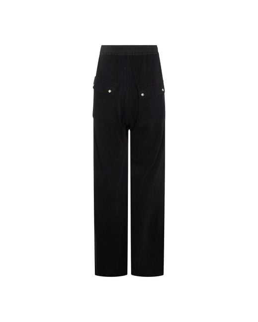 Rick Owens Black Drawstring Wide-Leg Pants for men