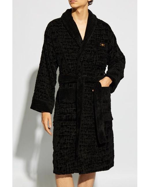 Versace Black Long-Sleeved Bathrobe for men