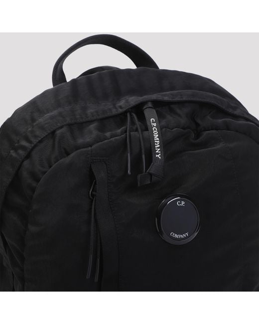 C P Company Black Nylon B Lens Backpack for men