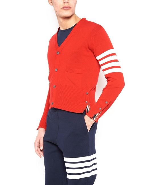Thom Browne Red Long-Sleeved Sweater for men