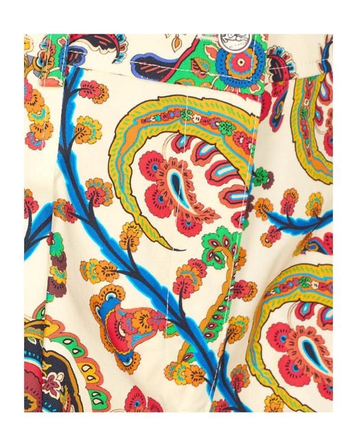 Etro White Paisley Printed Shorts