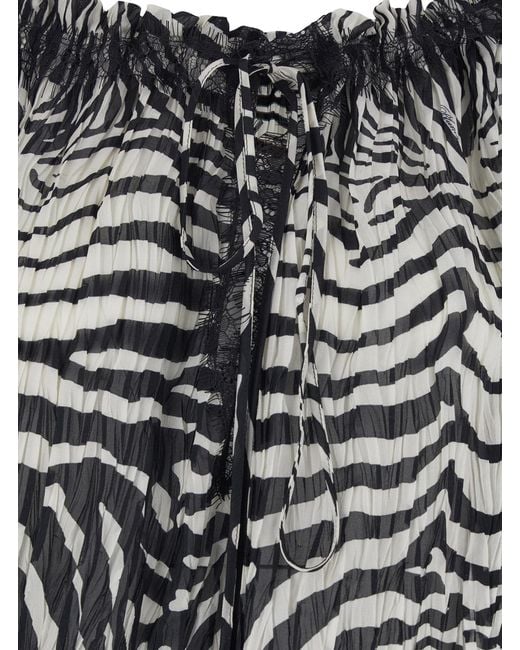 Blumarine Black Zebra Printed Boat Neckline Blouse