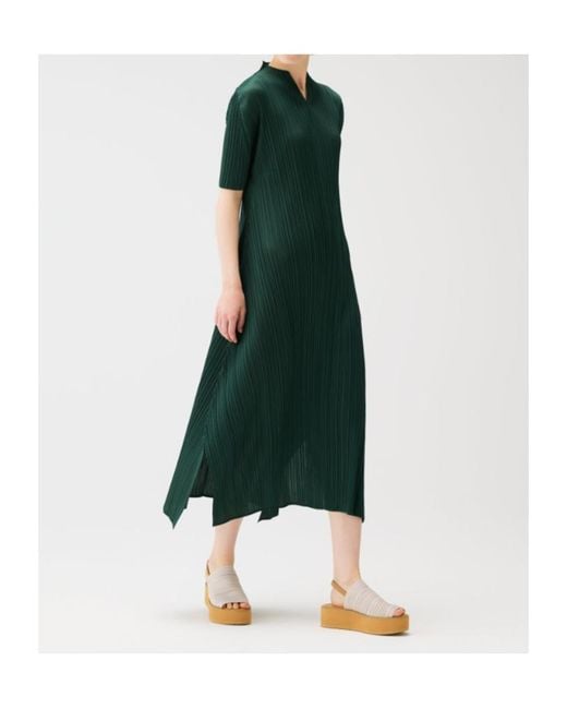 Pleats Please Issey Miyake Green Pleats Please Issey Miyake Pleated Dress
