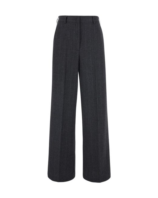 Jucca Blue High-Waist Pinstripe Pants