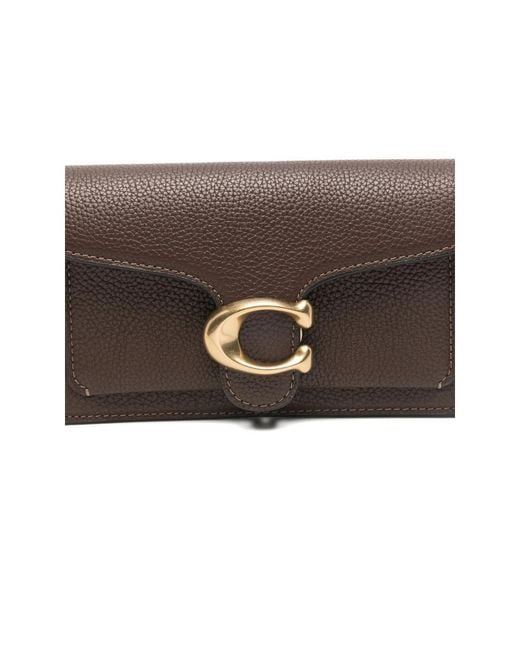 COACH Brown Logo Plaque Chain Crossbody Bag