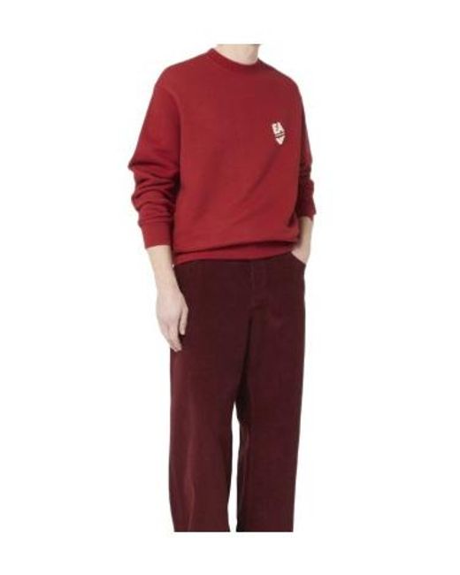 Emporio Armani Red Embroidery Logo Sweater for men