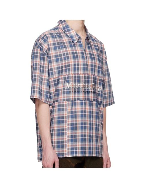 Martine Rose Blue Zip-Up Polo Shirt for men