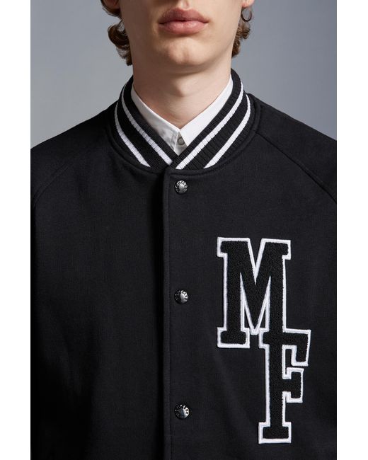 Moncler Black Varsity Fleece Cardigan for men