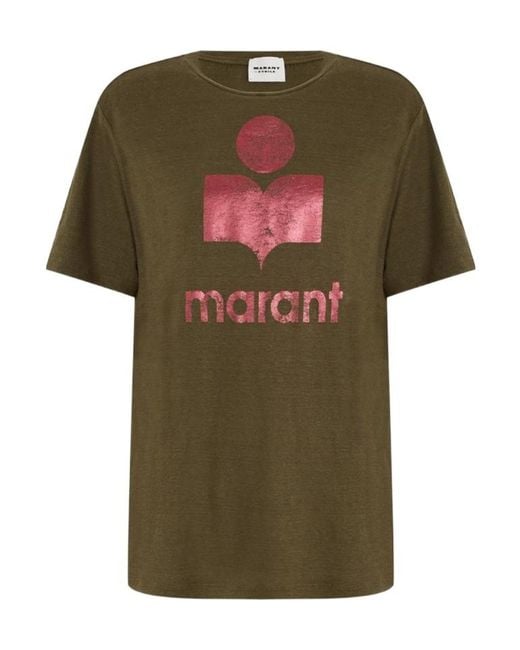 Isabel Marant Green Isabel Marant Étoile Logo Printed Crewneck T-Shirt