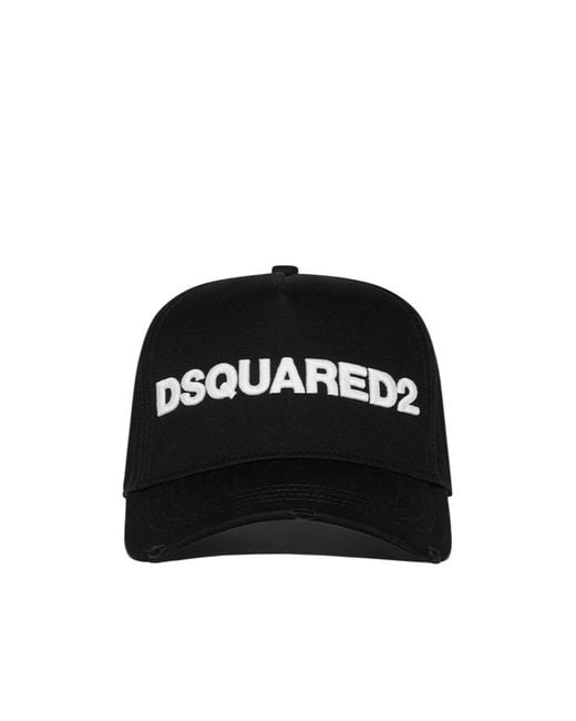 DSquared² Black Logo Embroidered Baseball Cap for men