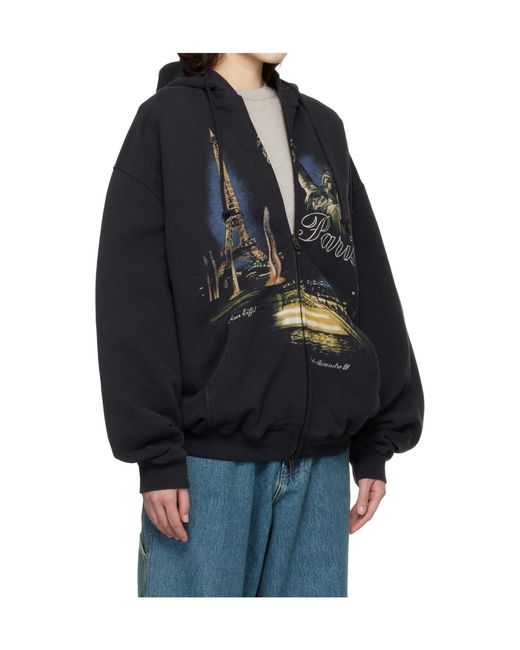 Vetements Blue Paris Tourist Zip-Up Hoodie for men