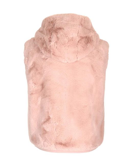 Moose Knuckles Pink Faux-Fur Hooded Gilet