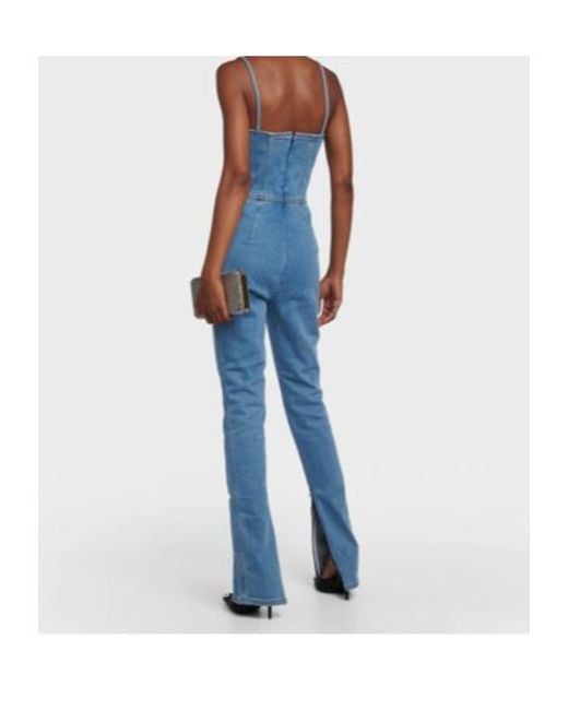 Magda Butrym Blue Bustier Denim Jumpsuit