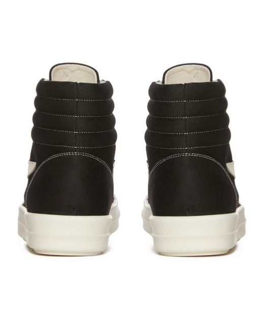 Rick Owens Black High-Top Lace-Up Sneakers