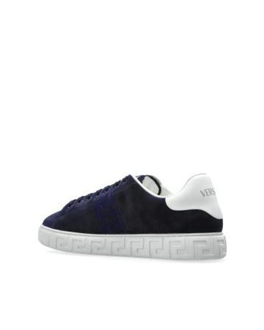 Versace Blue Greca Suede Sneakers for men