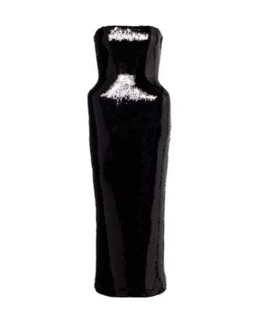 David Koma Black Sequined Bustier Dress